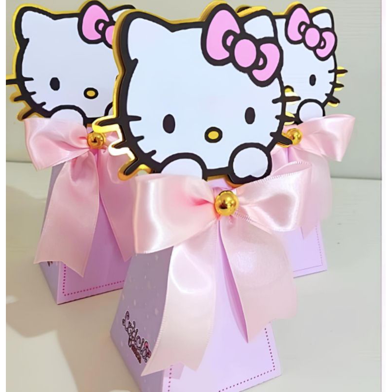 10 Caixa Piramide- Tema Hello Kitty - Lembrancinha Infantil - Mesversario