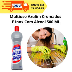 Multiuso Azulim  Cromados e Inox Com Álcool Start 500 ML