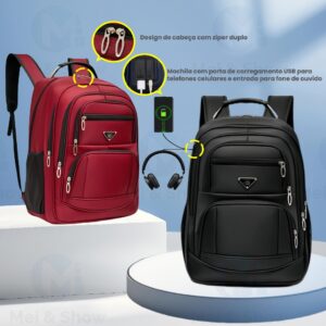 Mochilas de grande capacidade para homens e mulheres Portas externas para fone de ouvido e USB D8109