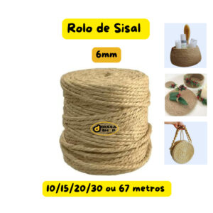 Corda de Sisal 6mm Reforçado 134 Metros para Artesanato, Decoração e Arranhadores