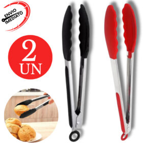 Kit 2 Pegador de Silicone Preto 34 CMUniversal Carne Salada Churrasco Comida Alimento