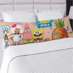 Travesseiro De Corpo Com Fronha Xuxão Fibra de Silicone Personalizado 1.25x0.45cm Quarto Bob Esponja