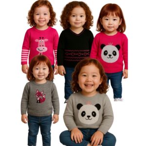 Kit 3 Suéter Feminino Infantil Menina Modelo Variadas blusas de lã Agasalho