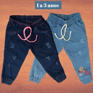 Calça Jogger infantil menino masculina e menina 1 a 3 anos com bolso jeans bebé unissex