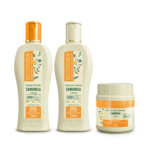 Kit Camomila Shampoo Condicionador e Banho de Creme Bio Extratus 250mL
