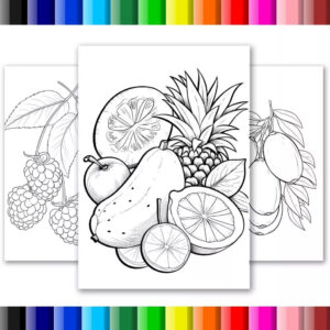 Kit Desenhos para colorir Frutas e legumes- 50 Folhas soltas A4