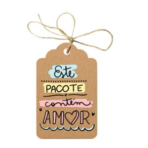 Tag para Embalagem “Este Pacote Contém Amor” | Papel Kraft | 50 ou 100 Unidades