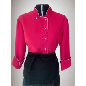 Doma/dolma Chef De Cozinha Unissex Em Oxford Manga 3/8 COR: PINK - BOTÃO Pressão - COM NOME BORDADO