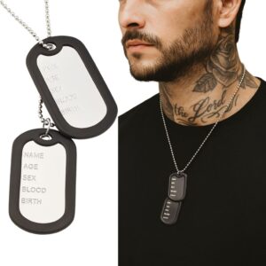 Colar Corrente Dog Tag Aço Inox Premium Prata Masculino Feminino Estilo Militar Urbano