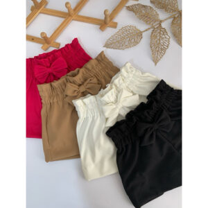 Short Infantil Menina Blogueirinha com Laço na Cintura – Estilo Alfaiataria Elegante