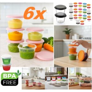 6 Potes Gelatina Papinha 100 ml BPA Free