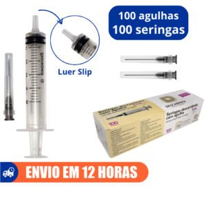 Seringa Bico Encaixe Luer Slip 5ml Com Agulha 25x0,7mm 100un Descarpack
