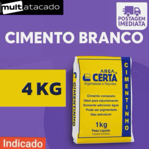 KIT 1,2,3,4 KG Cimento Branco  Artesanatos E Bloco De Vidro Cimento Branco Cimentinho cimento