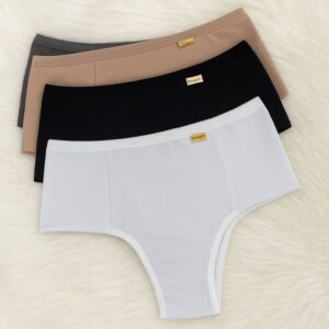 Kit 3 Calcinhas Cintura Alta Pala Dupla Pós Parto Segura Barriga - Helena