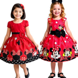 Vestido Infantil Minnie Vermelho Temático Menina Festa Aniversário