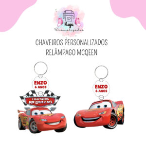 Relâmpago MCQUEEN, Chaveiro de MDF Personalizado- Lembrancinha de Aniversário- Mimo personalizado