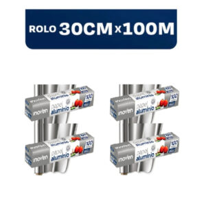 KIT 04UND - Papel Aluminio Grande 100 METROS X 30 CM Rolo Bobina