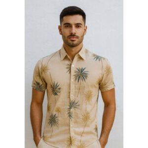 Camisa Social Havaina Masculina Manga Curta Verão