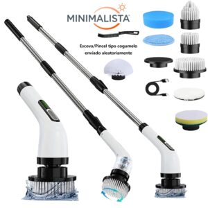 Escova De Limpeza elétrico Ajustável Janela Banheiro e Cozinha 9 em 1 Recarregável