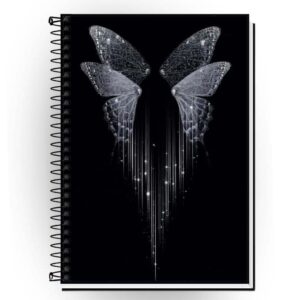 Caderno Borboleta Premium | Capa Dura HD | 1 a 20 Matérias | Estampa Floral com Borboletas | Ideal para Escola