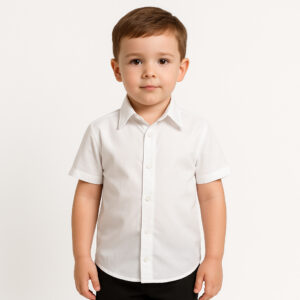 Camisa Social Infantil Branca Manga Curta para Festa Batizado Casamento