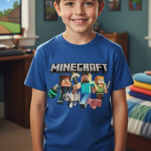 Camiseta Minecraft Infantil Desenho Game -100% Algodão fio 30.1 do 4 ao 14