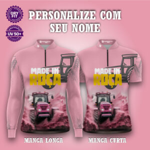 Camisa Agro Girl com Zíper – Unissex UV50+ Premium Personalizada ADULTO-JUVENIL-INFANTIL