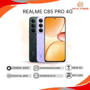 Realme C85 Pro 4G, 256GB + 8GB RAM, Processador Snapdragon™ 685, Câmera 50MP, Bateria 7000mAh Versão Global