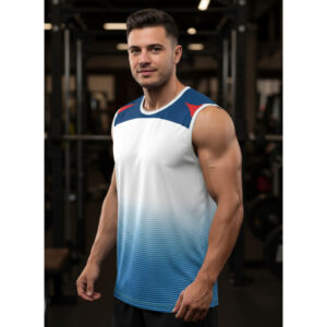 REGATA MACHÃO DRY BRANCA E AZUL DEGRADE SUBLIMADA RGT003