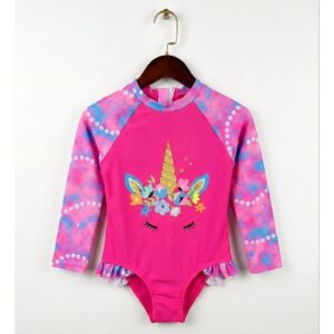 ​  Maio Infantil Manga Longa Unicórnio - Proteção e Diversão para o Verão!  ✨