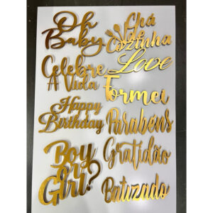 Letreiro com imã magnético para painel redondo de festa pegue e monte acrílico dourado com reforço de mdf ou cru