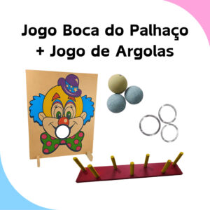 Kit Boca De Palhaço + Jogo De Argolas Gincana Festa Junina Quermesse Acerte o Alvo Pinos Coloridos