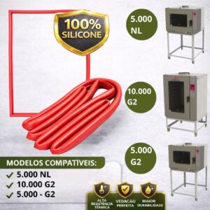 Perfil Borracha Vedação Fornos Progás 5 e 10 Esteiras PRP-5000 NL G2 PRP-10000 100% Silicone