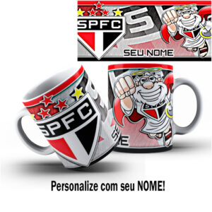 Caneca São Paulo 300ml com Nome – Caneca para Torcedor Personalizada – Presente Criativo Futebol