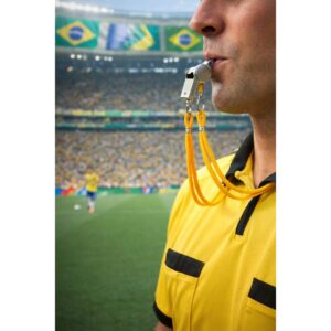 2 Apitos de Metal com Cordão Profissional Esportivo Futebol Arbitragem