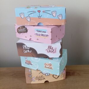 Kit 10|20|30 Caixa para 6 Doces Páscoa | Caixa para Brigadeiro, Trufa, Bombom ou Fatia de Bolo | Caixa Presente Páscoa