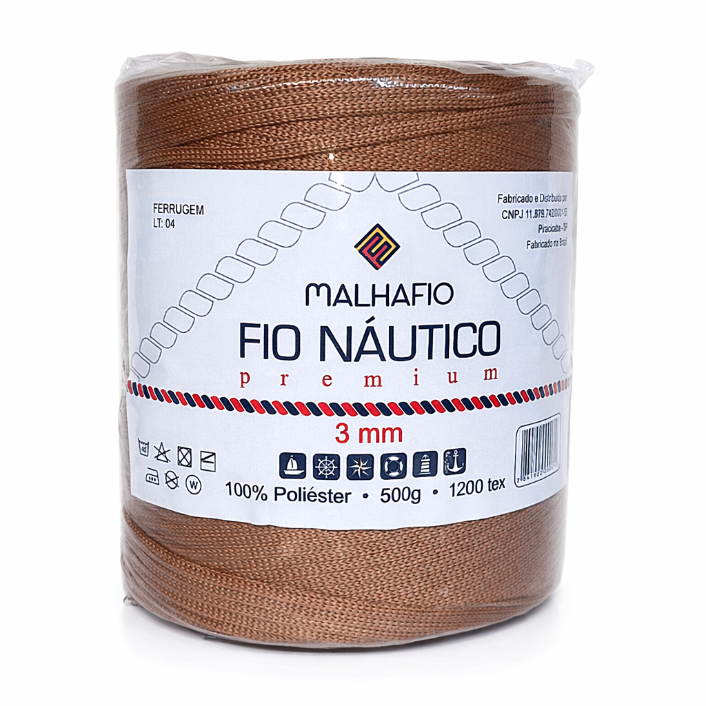 Fio Poliester 3mm Nautico 500g Para Crochê Várias Cores