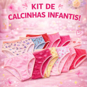 Kit Calcinha Infantil com Forro Algodão Estampas e Lisas Sortidas