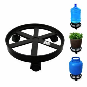 Suporte Apoio Botijão Gás Vaso Galão Água Base Rodinha Preto