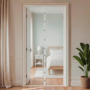 Tela Mosquiteira Magnética para porta 2,10m x 0,90m Contra Insetos Mosquitos Cor Branca