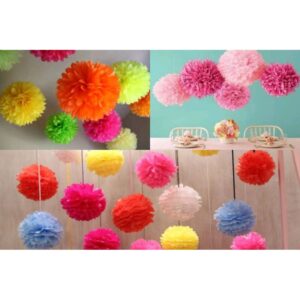 Pompom Decora Flor De Papel Seda 36 cm Festa Aniversário Tropical