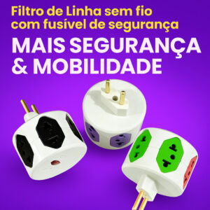 Filtro De Linha 6 Tomadas Sem Fio Adaptador Tomada Hexágono