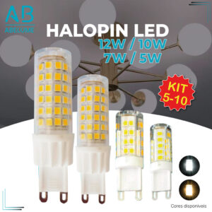 Kit 10 Lâmpada Led 12W 10W 7W 5W G9 Halopin | Luz Quente 2200K | Luz Fria 7000K Bipino | Arandelas e Decoração Bivolt