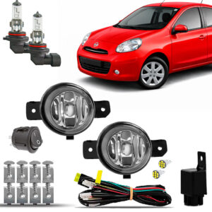 Kit farol de Milha Farolete Cibie Neblina Completo Nissan March 2006 2007 2008 2009 2010 2011 2012 2013 2014 2015 2016
