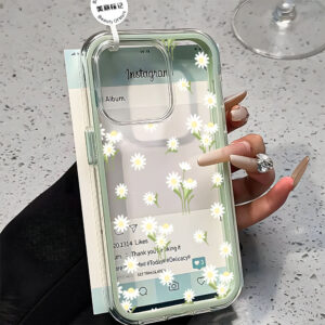 Capa Fresh Little Daisy Capinha Para iPhone 16 15 14 Plus 13 12 11 17 Air Pro Max Acrílico Transparente