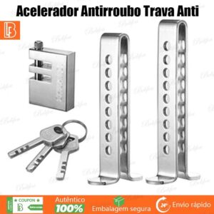 Trava Antifurto Acelerador Antirroubo para Pedal de Freio Universal Aço Inoxidável Ajustável 8 Furos auto peças
