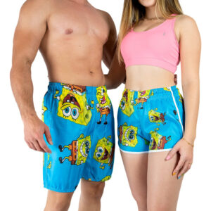 Kit Short Casal Mosão Praia Bob Esponja Tac Tel Envio Imediat
