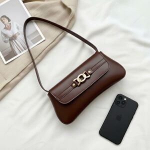 Bolsa Feminina de Ombro Café Baguete Estilosa Casual Para Celular