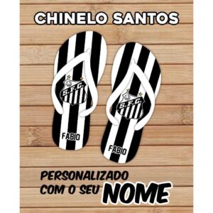Chinelo Santos sandália personalizada com nome time peixe