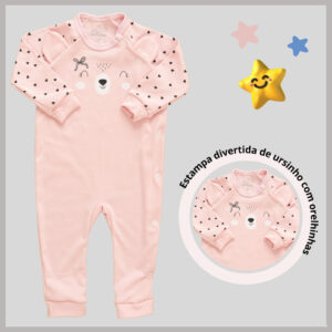 Macacão Suedine De Bebê 100% Algodão Comprido Conforto MP1090-1214-C5